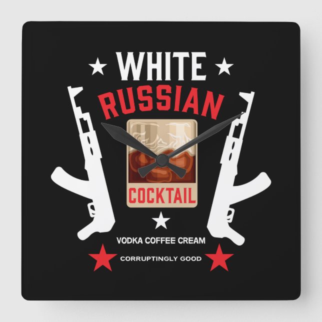 White Russian Cocktail Fyrkantig Klocka (Framsida)