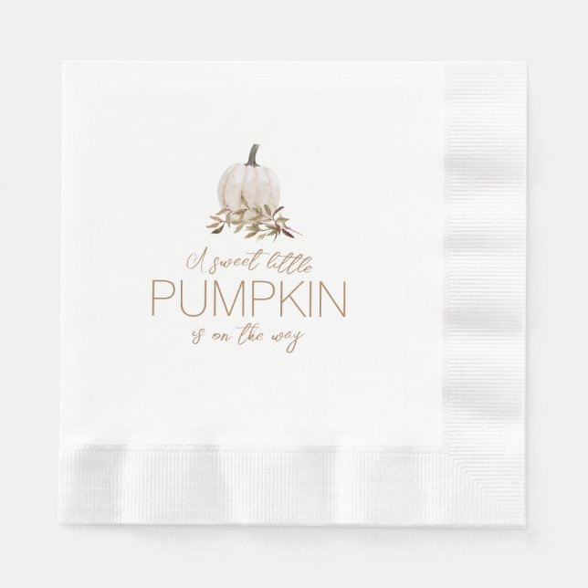 White Rustic Boho Pumpkin Baby Shower Pappersservett (Framsidan)
