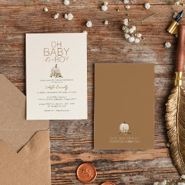 White Rustic Boho Pumpkin Oh Pojke Shower Inbjudningar