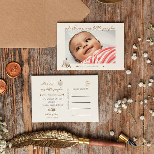 White Rustic Boho Pumpkin Photo Birth Notice Meddelande Vykort