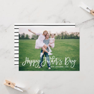 White Rustic Hand Lettering Lycklig Fars dag Kort