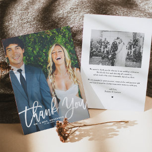 White Rustic Hand Lettering Photo Bröllop Tack Kort