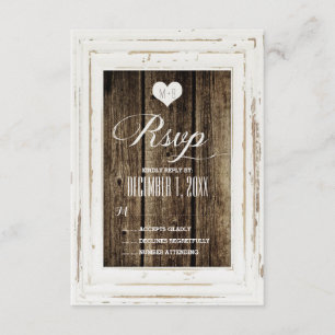 White Rustic Ram Barn Wood Bröllop OSA Card Kort