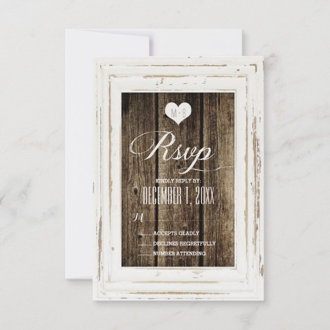 White Rustic Ram Barn Wood Bröllop OSA Card Kort (Framsida)