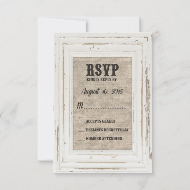 White Rustic Ram & Burlap Bröllop Kelly Anpassning OSA Kort (Framsida)