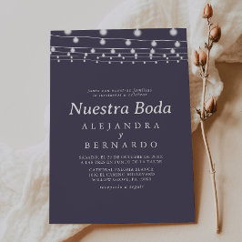 White Rustic String Ljus Nuestra Boda Bröllop Inbjudningar