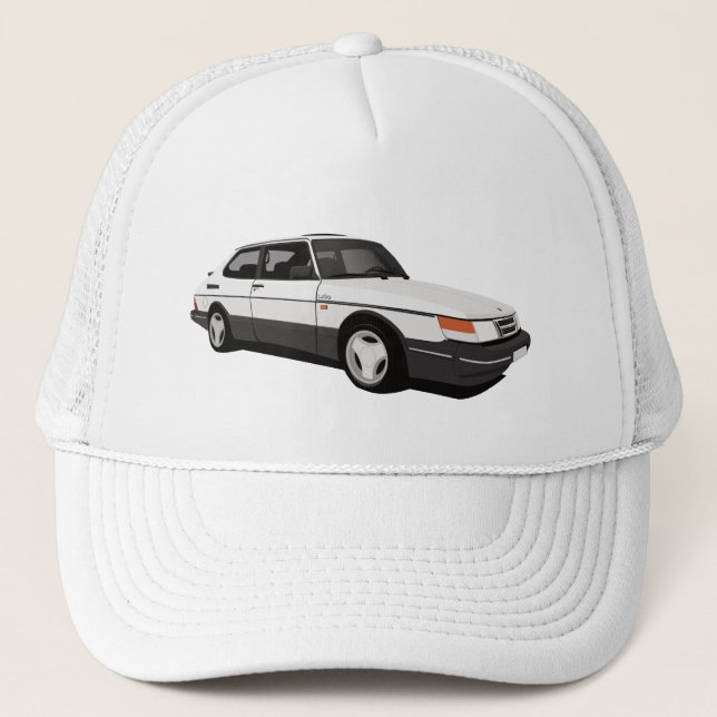 White Saab 900 Turbo Coupé Keps (Framsida)