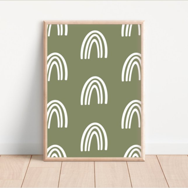 White/Sage Boho Rainbows Nursery Decor Poster (Skapare uppladdad)