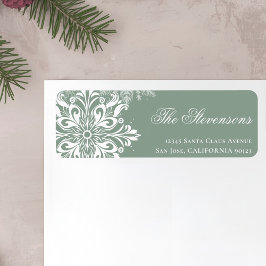 White Sage Snöflingor Helgdag Returadress Adressetikett