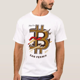 White San Fermin and cryptocurrencies t-shirt. T Shirt