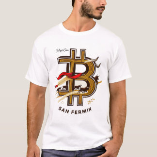 White San Fermin and cryptocurrencies t-shirt. T Shirt