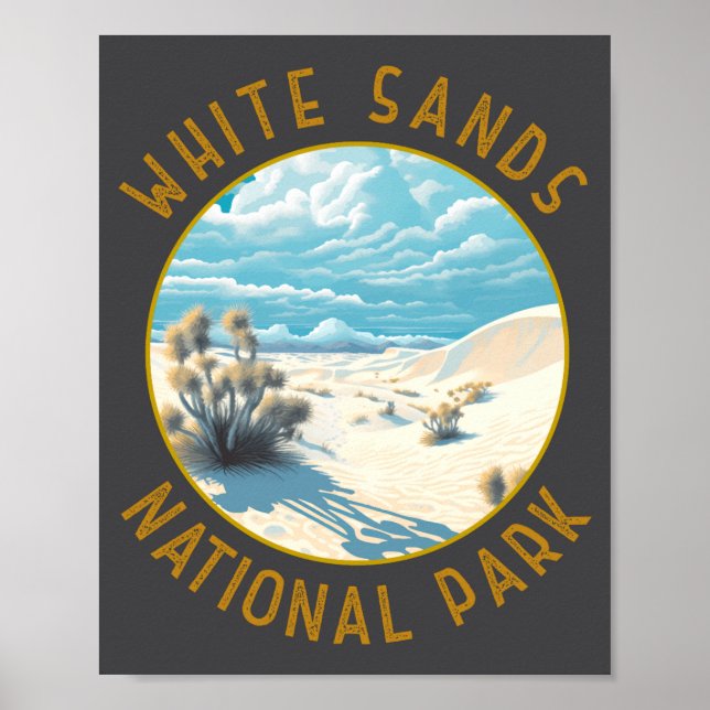 White Sands National Park Distressed Circle  Poster (Framsidan)