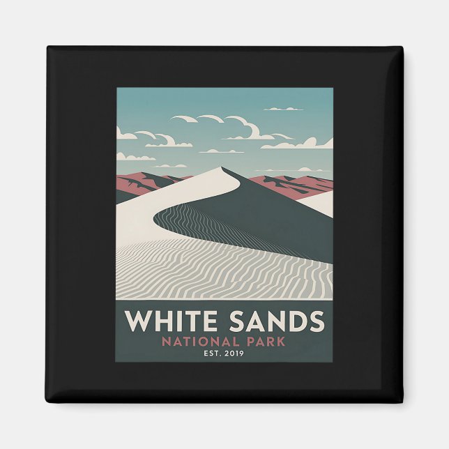 White Sands National Park Vintage Camping Vandring Magnet (Framsidan)