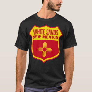 White Sands New mexico Retro Flagga Shield Gult T Shirt