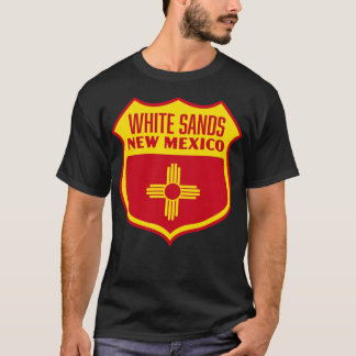 White Sands New mexico Retro Flagga Shield Gult T Shirt