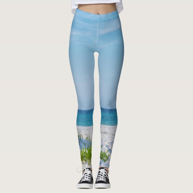 White Sandy Beach Florida Kusten Leggings (Framsida)
