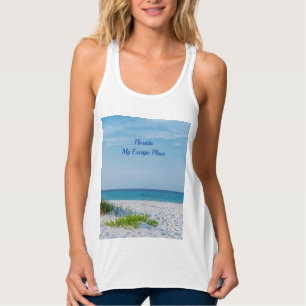 White Sandy Beach Florida Kusten Linne Med Racerback