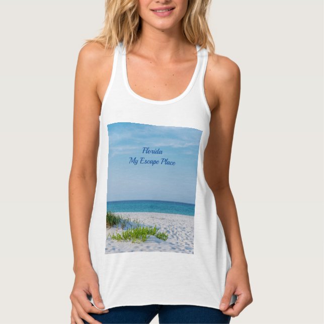 White Sandy Beach Florida Kusten Linne Med Racerback (Framsida)