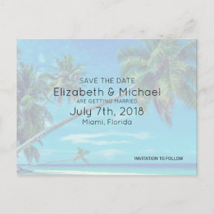 White Sandy Beach med Coconut Handflatan Bröllop S Meddelande Vykort