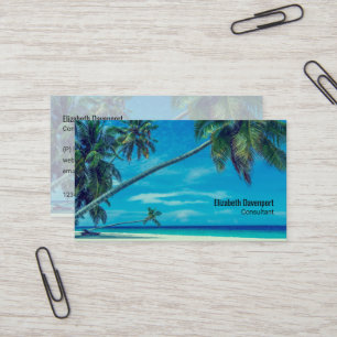 White Sandy Beach med Coconut Handflatan Visitkort