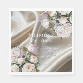 White Satin with Roses and Peony Wedding Pappersservett