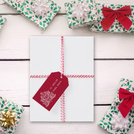 White Scandinavian FolArt Nordic Julgran Presentetikett