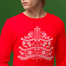 White Scandinavian FolArt Nordic Julgran T Shirt