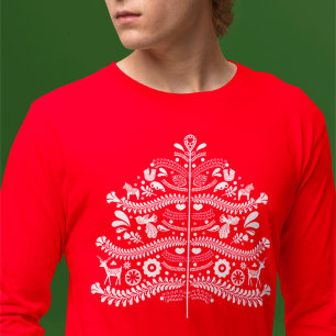 White Scandinavian FolArt Nordic Julgran T Shirt