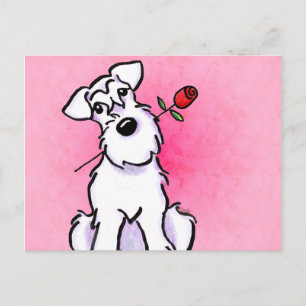 White Schnauzer Sweiny Off-Leash Art™ Vykort