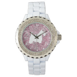 White Scottie Rosa Paisley Skriv ut Armbandsur
