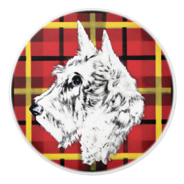 White Scottish Terrier Scotty hund keramisk knopp