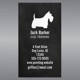 White Scottish Terrier Silhouette Chalkboard Stil Magnetiska Visitkort