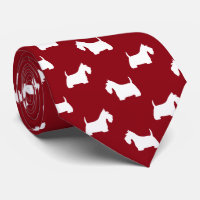 White Scottish Terrier Silhouettes Mönster Red