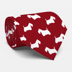 White Scottish Terrier Silhouettes Mönster Red Slips