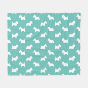 White Scottish Terriers   Scottie Hund Silhouettes Fleecefilt