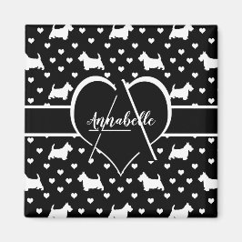 White Scottish Terriers (Scottie Hundar) - Black Magnet