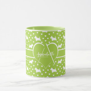 White Scottish Terriers (Scottie Hundar) Lime Gree Mugg