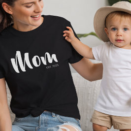 White Script Established Mom Black T-Shirt