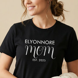 White Script Established Mom White Custom Name T Shirt