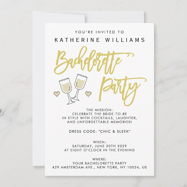 White Script Island Citrus Bachelorette Party Inbjudningar (Framsida)