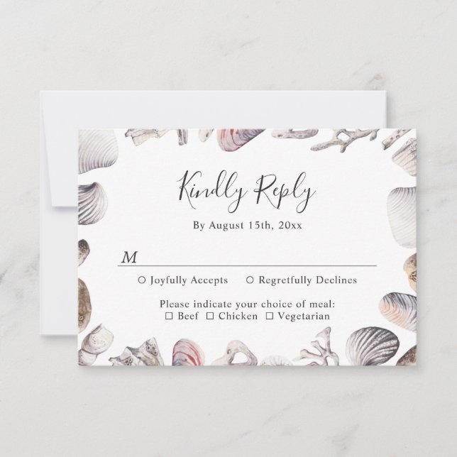 White Seashell Beach Sand Destination Wedding OSA Kort (Framsida)