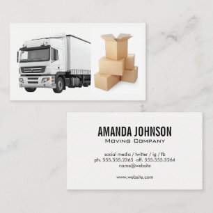 White Semi Lastbil Flytta Boxes Visitkort