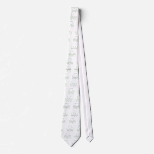 White Shamrock med Vågrät Rand och Grönt F Slips (Framsida)