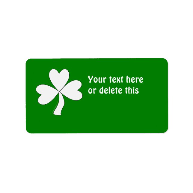 White Shamrock St. Patrick's Day Irish Lycka till Adressetikett (Framsidan)