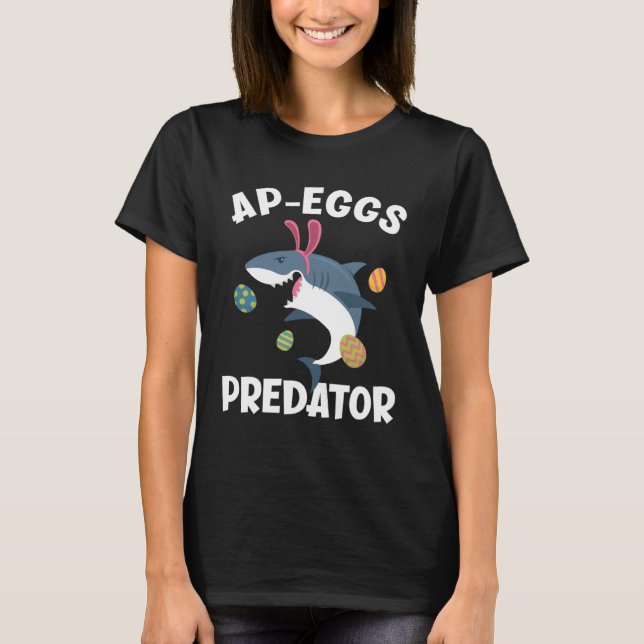White Shark Easter Bunny Ap Eggs Predator T Shirt (Framsida)