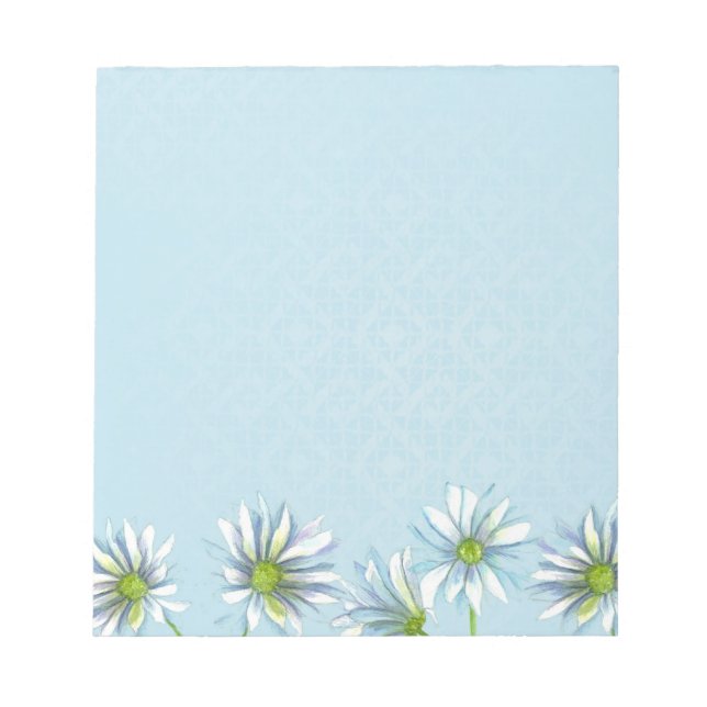 White Shasta Daisy Flower Gräns Pastel Blue Anteckningsblock (Framsida)