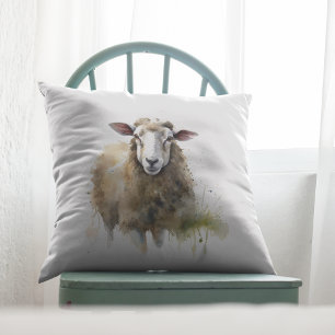 white sheep in a pasture painted in water color kudde