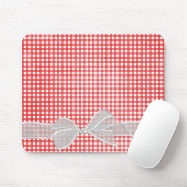 White Sheer Bow On Gingham Musmatta (Med mus)