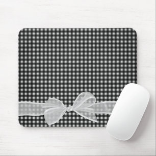 White Sheer Bow på Gingham Mouse Pad Musmatta