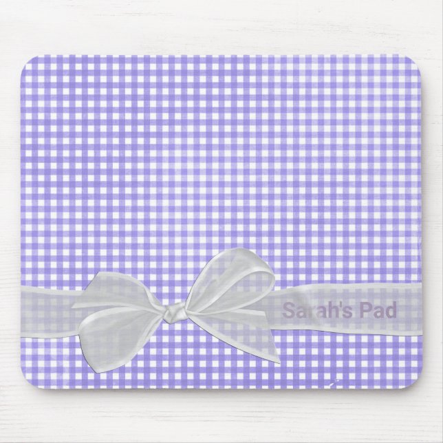 White Sheer Bow på Gingham Mouse Pad Musmatta (Framsidan)